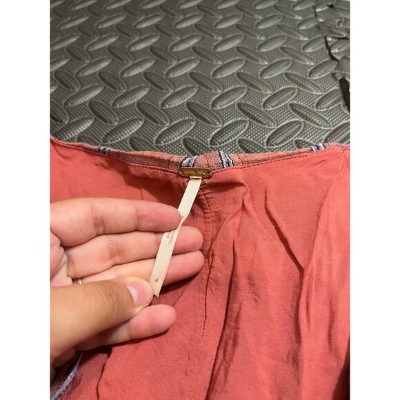 Free People Miss Molly Red and Blue Plaid Deep V Neck Dress Size‎ 4 - Picture 5 of 11